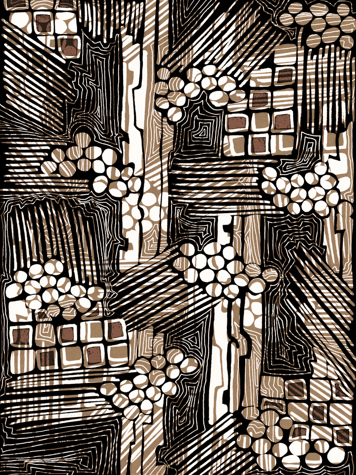 SUM OF ITS PARTS, INVERTED SEPIA ABSTRACT GEOMETRIC