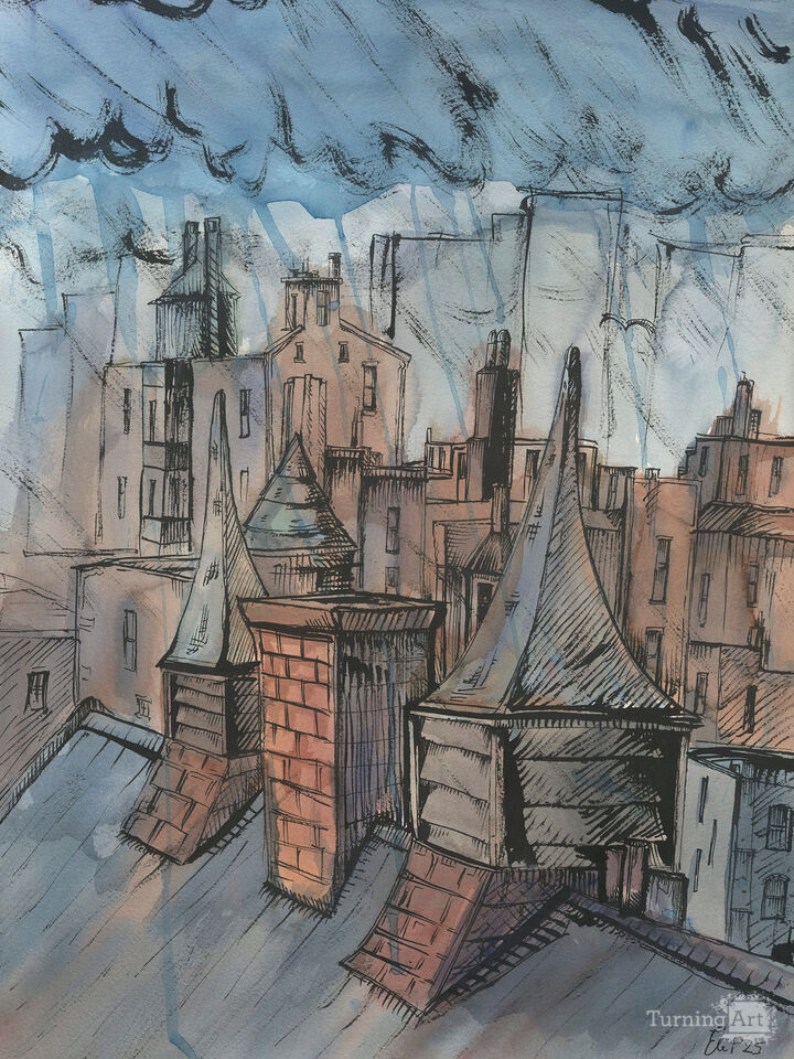 "Rainy Back Bay Rooftops"
