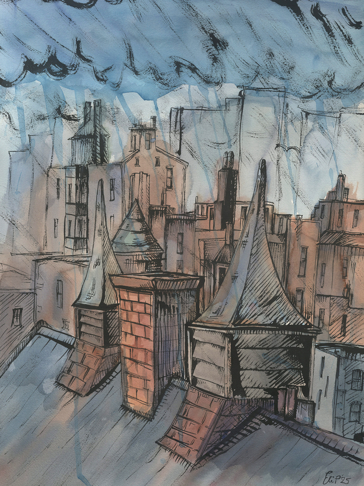 "Rainy Back Bay Rooftops"