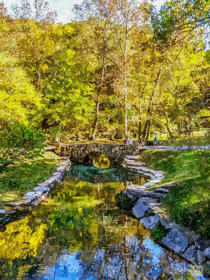 Fall Reflections At The Bridge Painterly