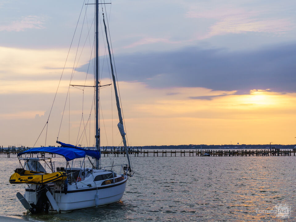 Sailboat Golden Serenity On The Sound