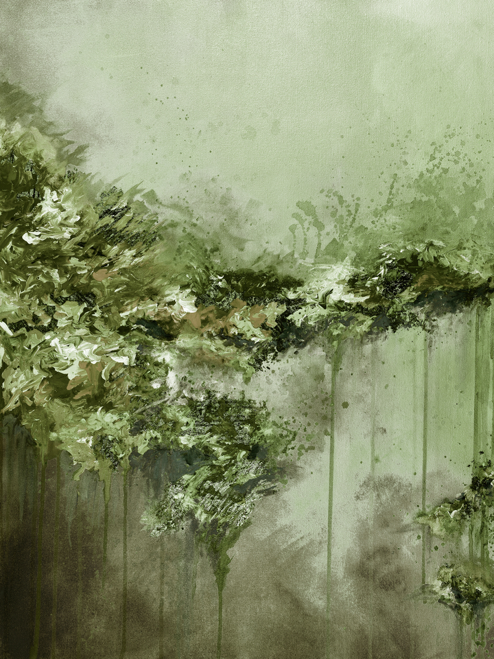 WHEN LAND MET SKY, GREEN ABSTRACT LANDSCAPE