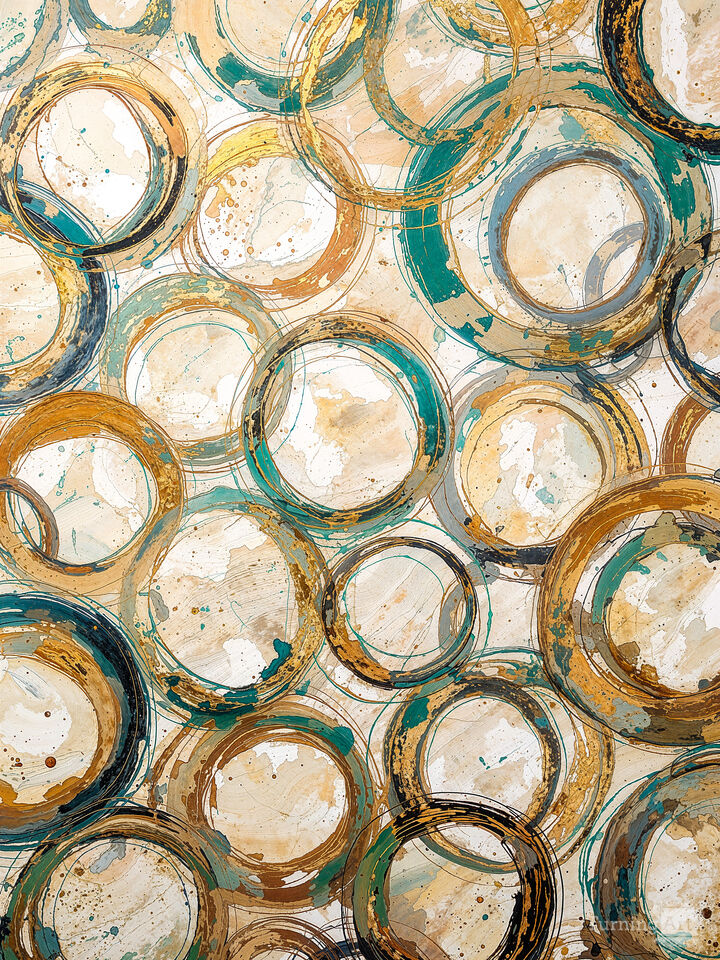 Abstract Gold and Teal Circles