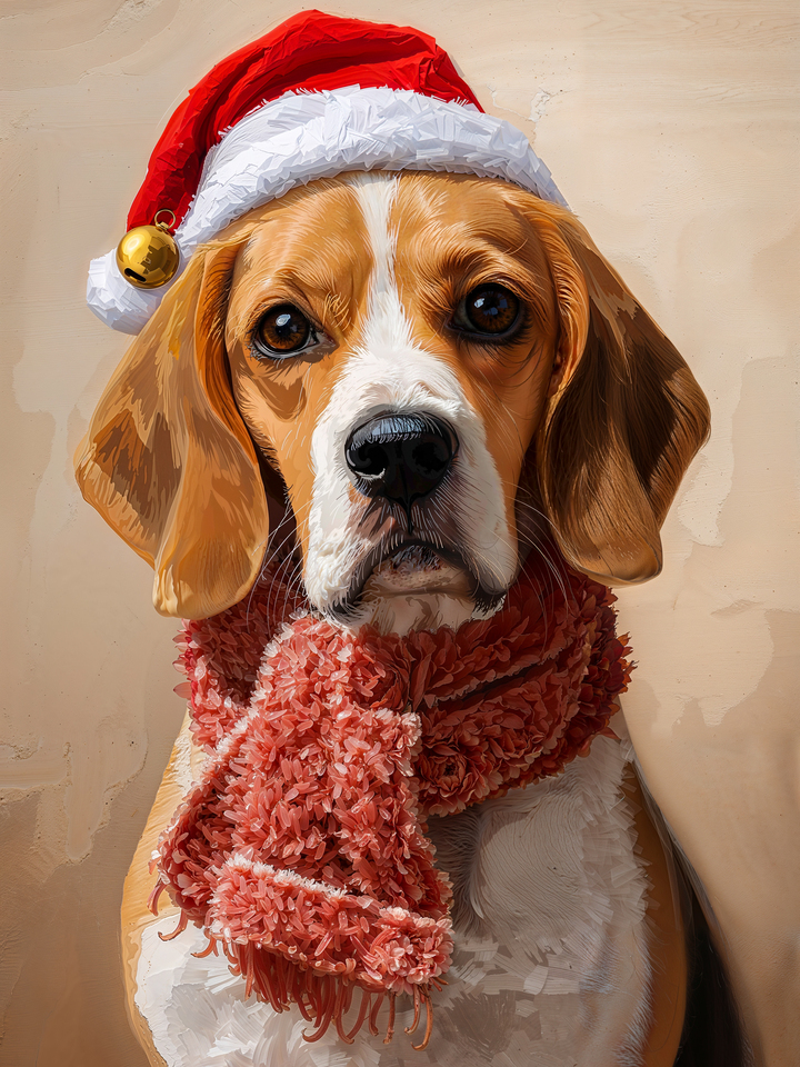 Cute Beagle in Santa Hat