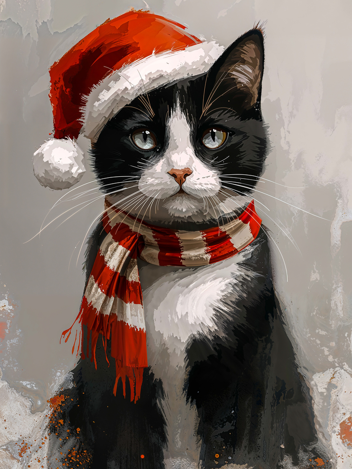 Festive Cat with Santa Hat