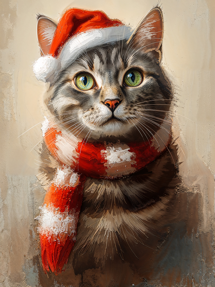 Festive Cat - Green Eyes