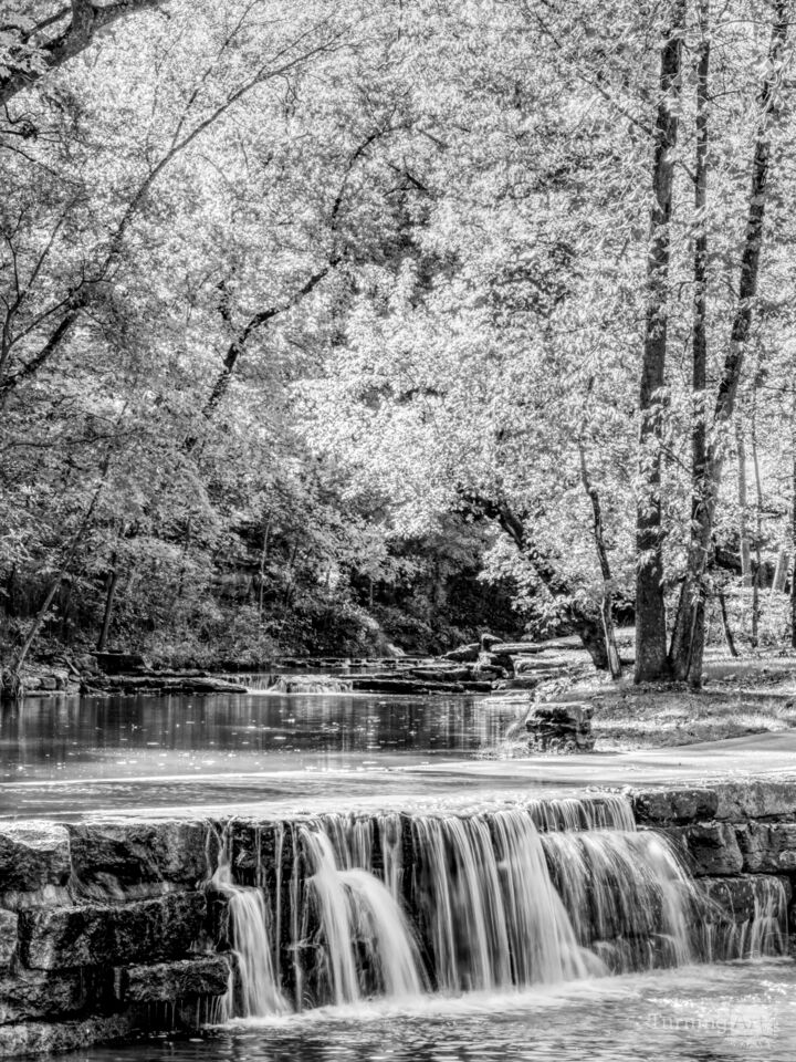 Roadside Waterfall On Dogwood Creek Grayscale