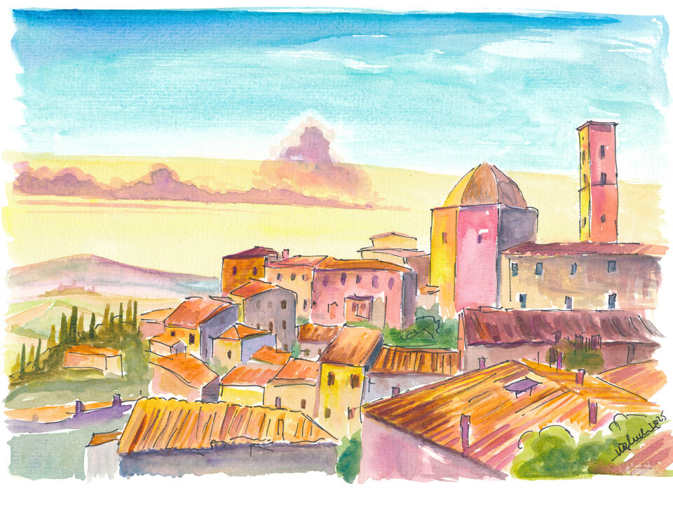 Warm Volterra Cityscape Embracing Tuscany