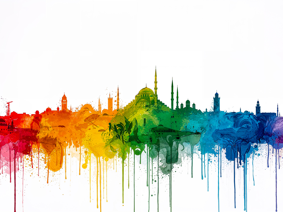 Istanbul Turkey Colorful City Skyline