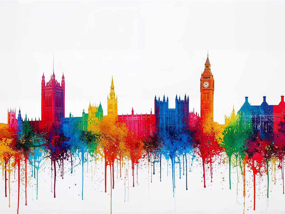 Colorful London Skyline Art Drip