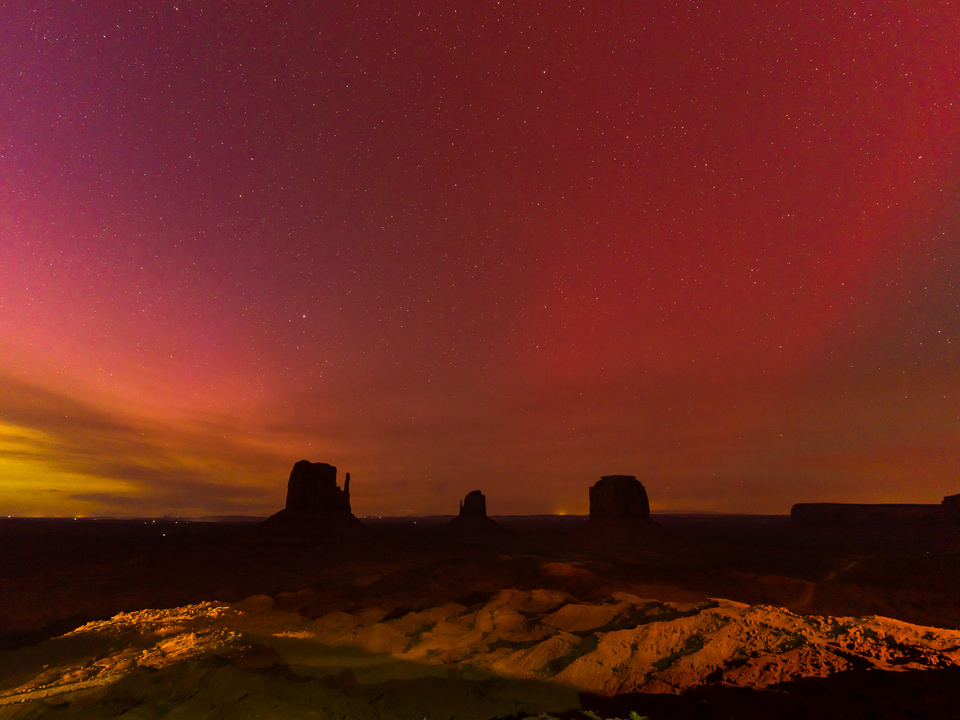 Northern Lights Above Monument Valley Buttes