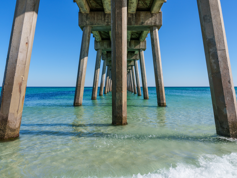 Calm Waves Under Pensacola Beach Pier