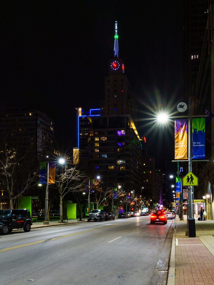 City Night Lights On Dallas Main Street