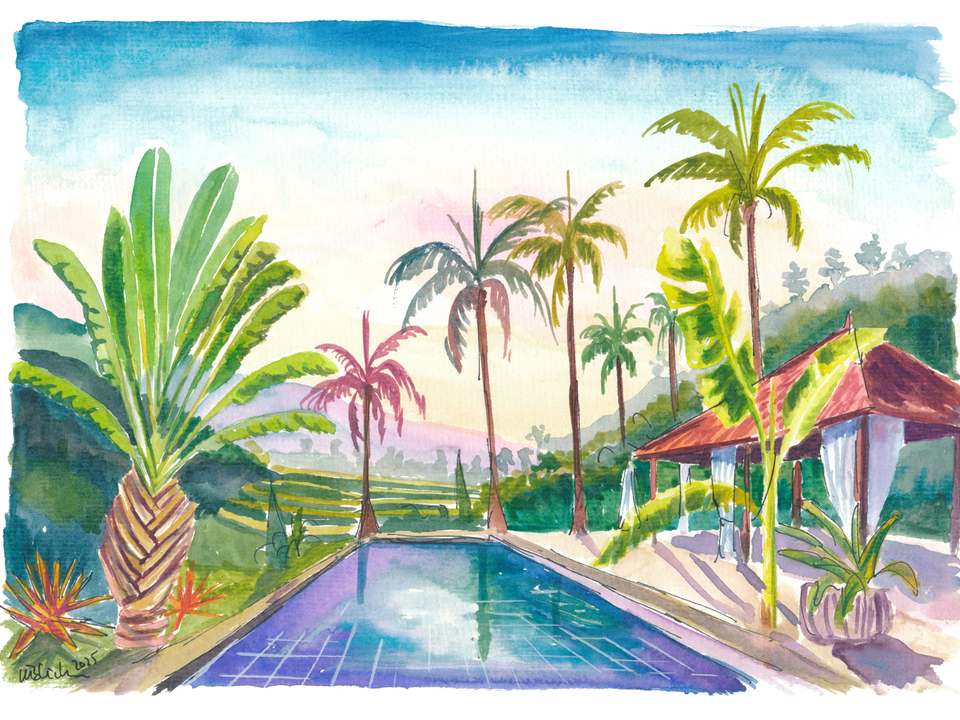 Serene Bali Pool Hideaway Retreat with Palms