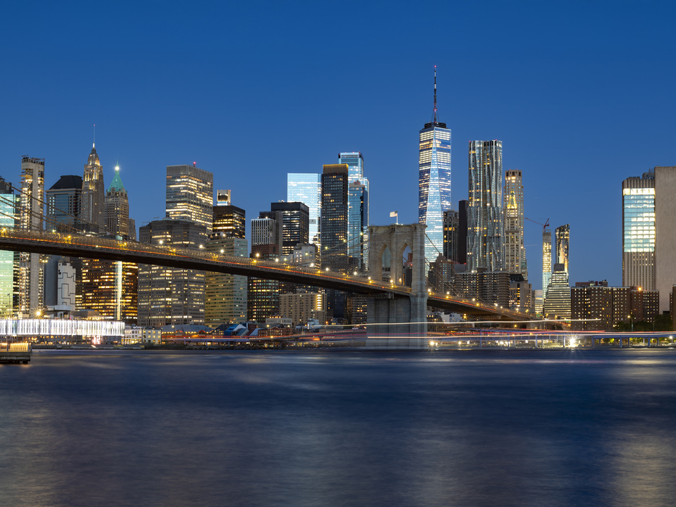 Brooklyn Bridge and NY skyline