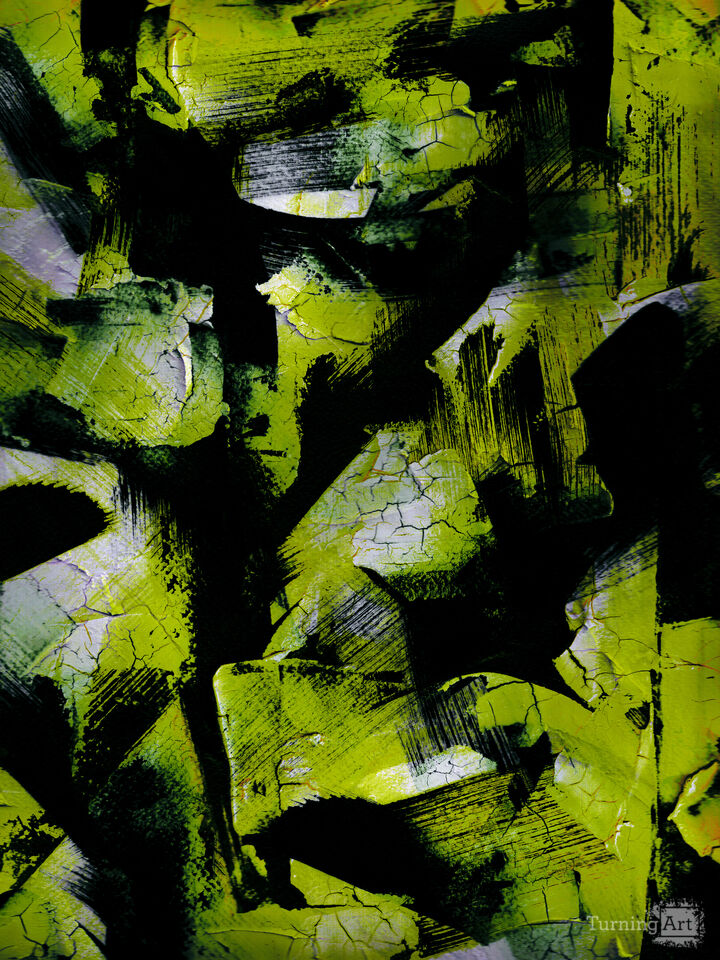 FRACTURED ACID GREEN 1 COLORFUL ABSTRACT (DIPTYCH)
