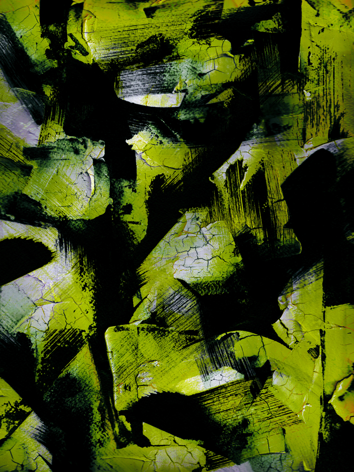 FRACTURED ACID GREEN 1 COLORFUL ABSTRACT (DIPTYCH)
