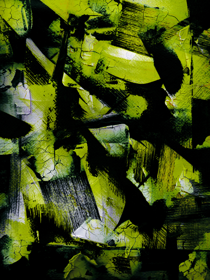 FRACTURED ACID GREEN 2 COLORFUL ABSTRACT (DIPTYCH)