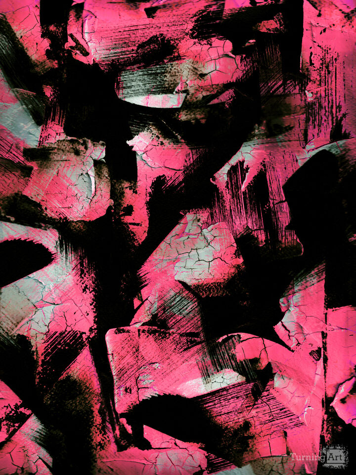 FRACTURED NEON PINK 1 COLORFUL ABSTRACT (DIPTYCH)