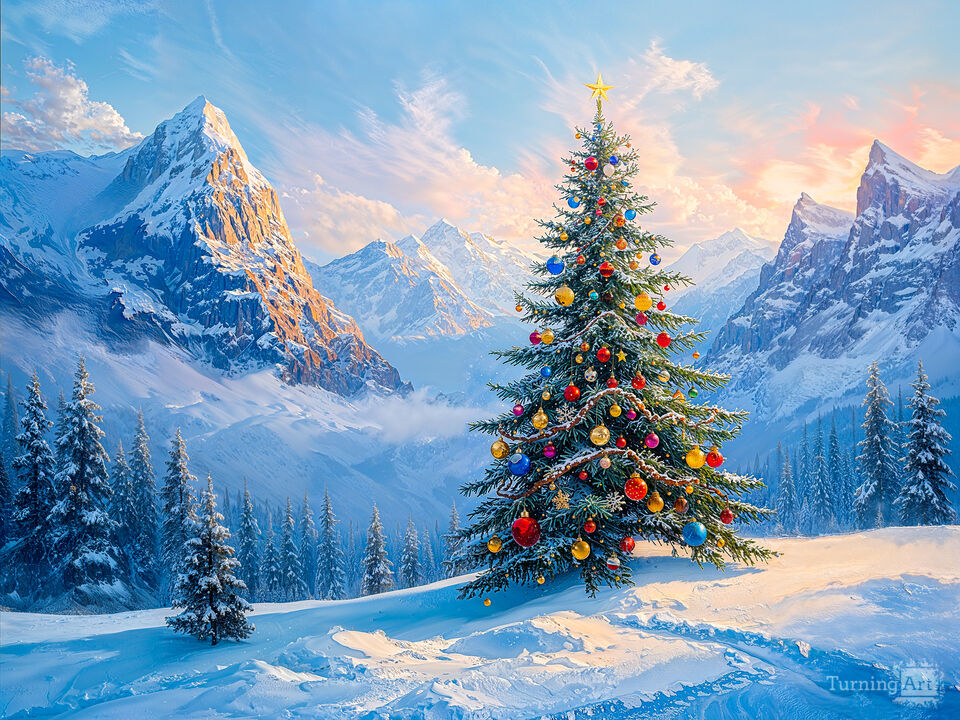 Christmas Tree in a Winter Landscape