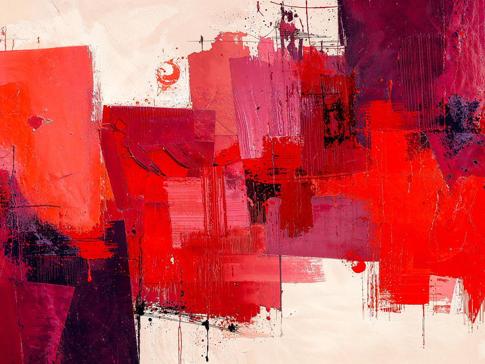 Vibrant Red Abstract Composition