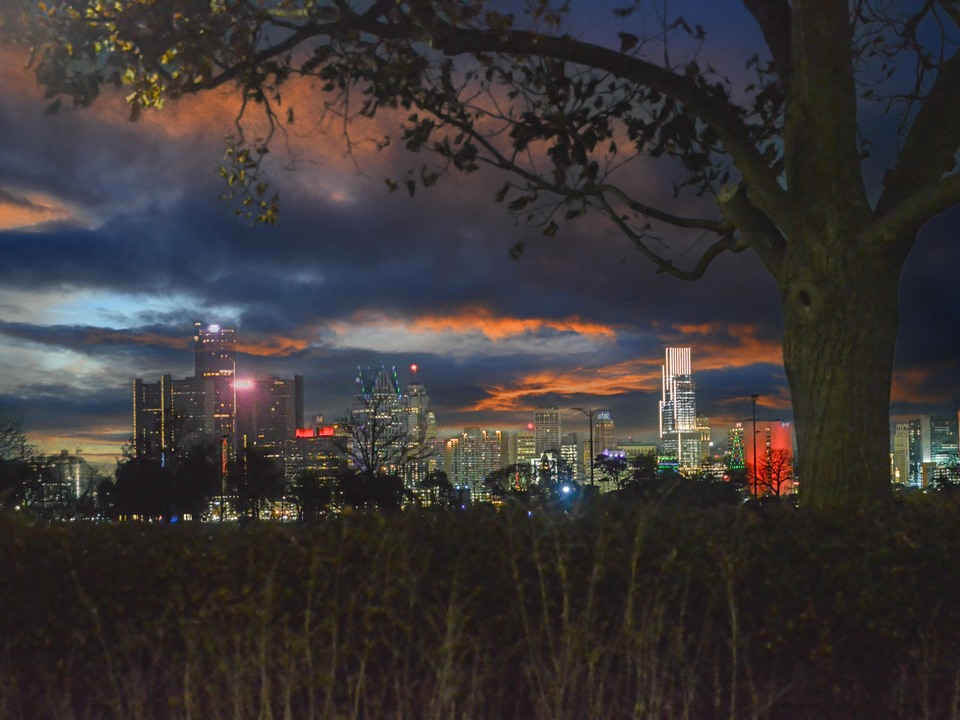 Detroit Michigan Skyline Sunset DSC_0092