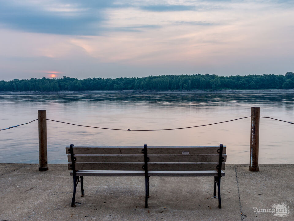 Bench Sunrise View Of Mississippi River