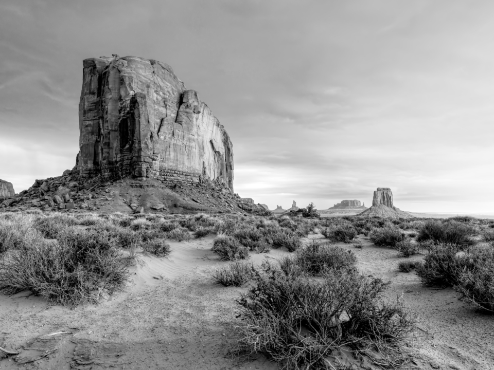 Cly Butte Landscape Monument Valley Grayscale