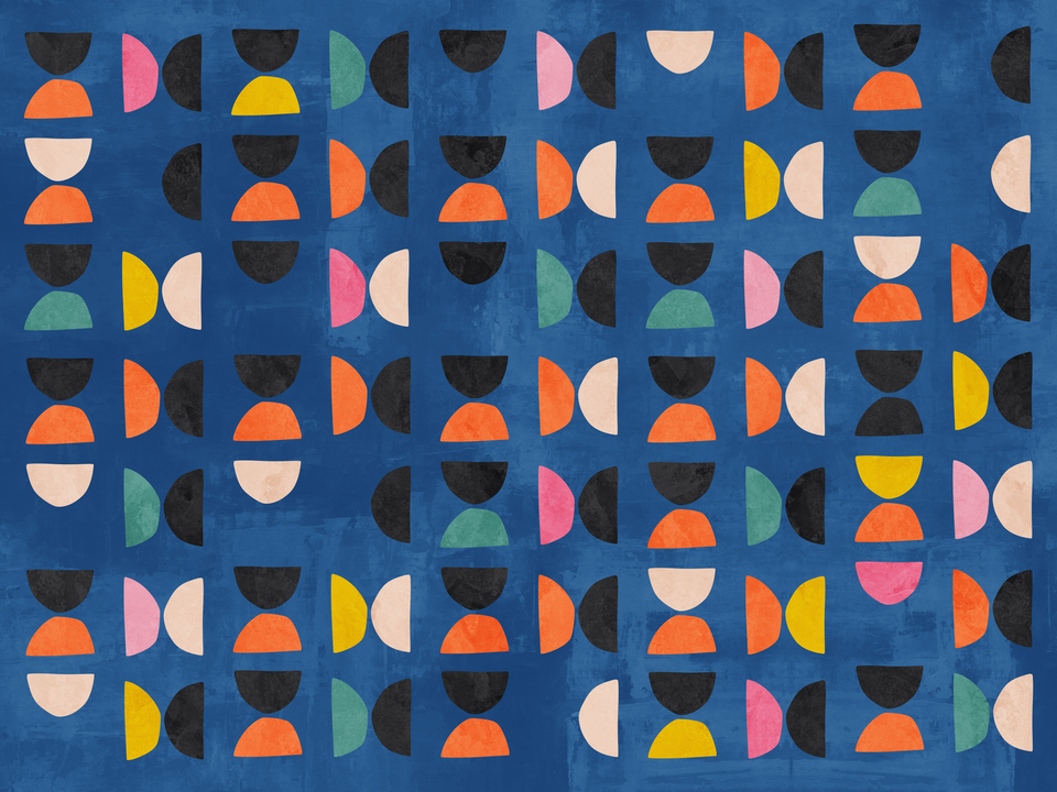 Retro Geometric Delight Blue