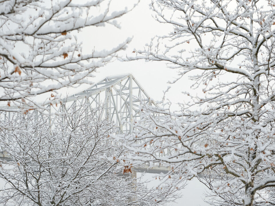 Commodore Barry Bridge in Snowstorm
