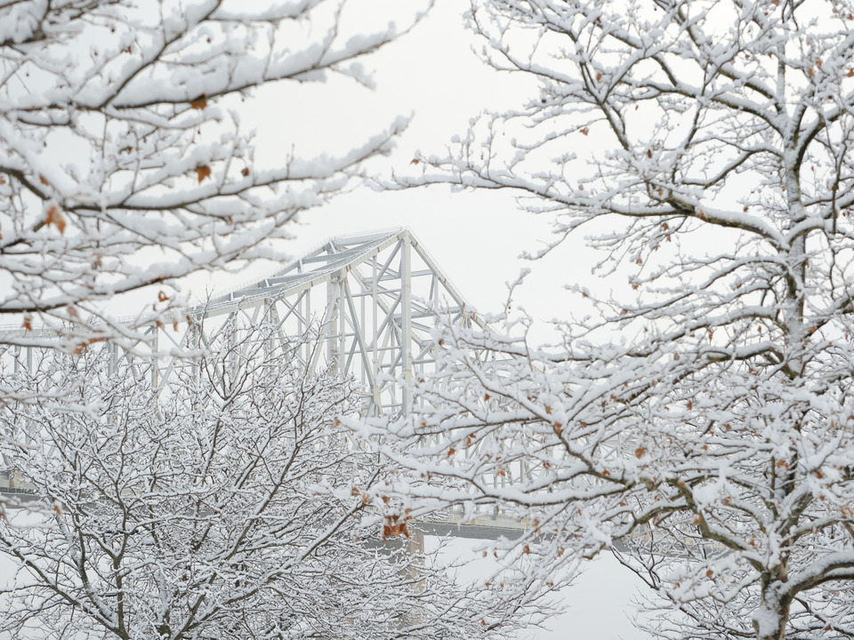 Commodore Barry Bridge in Snowstorm