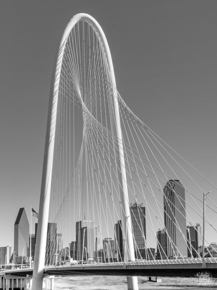 Twisting Lines Of Margaret Hunt Hill Bridge Grayscale