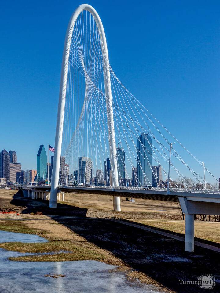 Frozen Water Under Margaret Hunt Hill Bridge