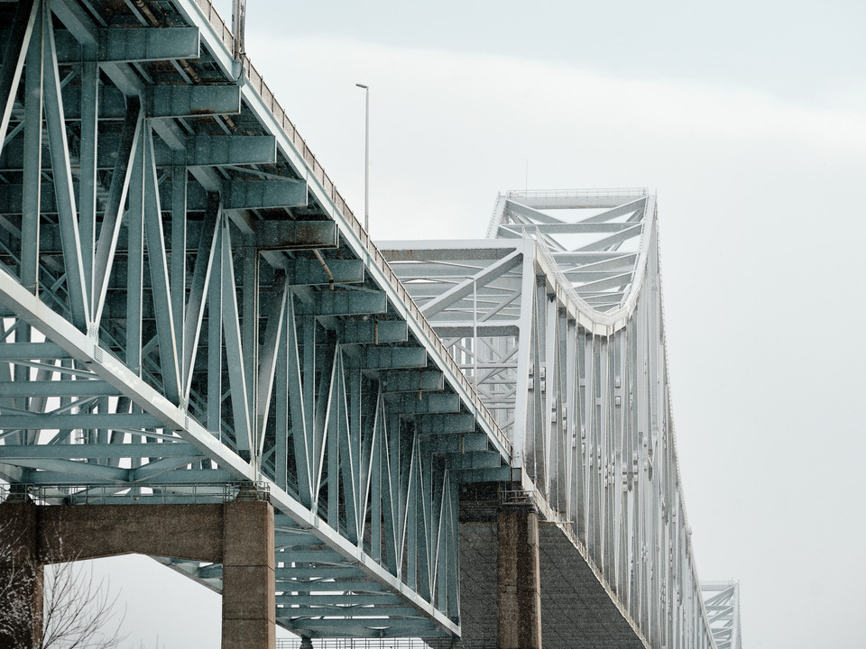 Commodore Barry Bridge in a Snowstorm