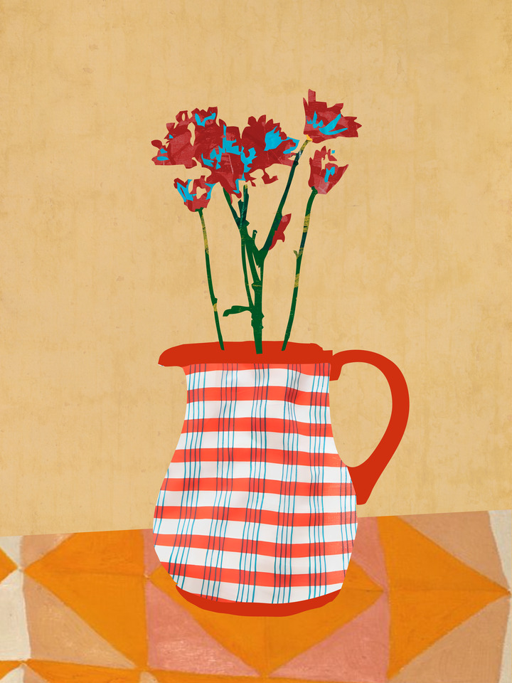 Jarro com Flores Vermelhas