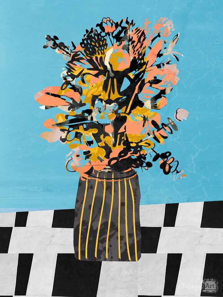 Jarro Listrado Flores