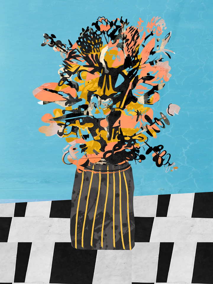 Jarro Listrado Flores