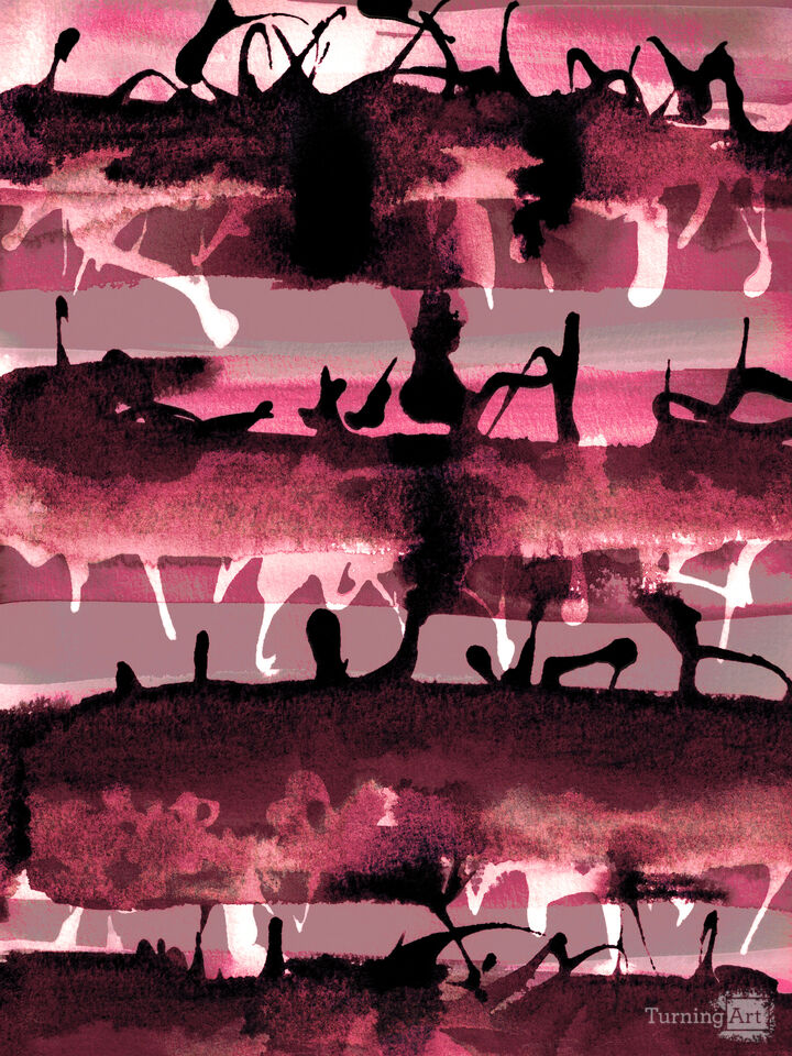 NO MAN'S LAND 2 BURGUNDY ROSE ABSTRACT (DIPTYCH 2/2)