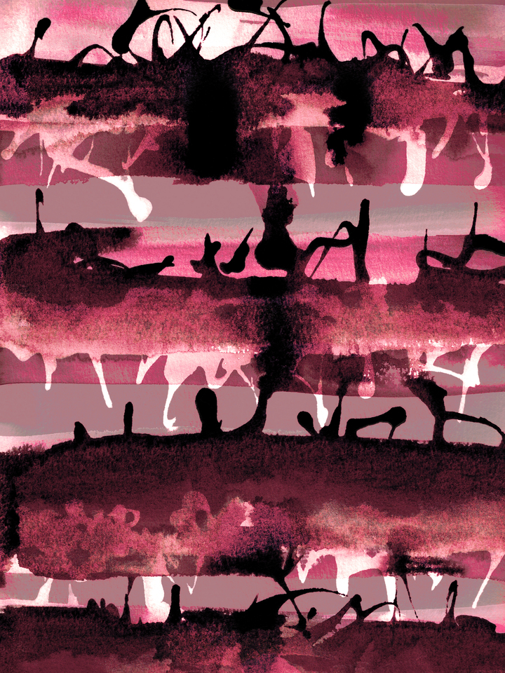 NO MAN'S LAND 2 BURGUNDY ROSE ABSTRACT (DIPTYCH 2/2)