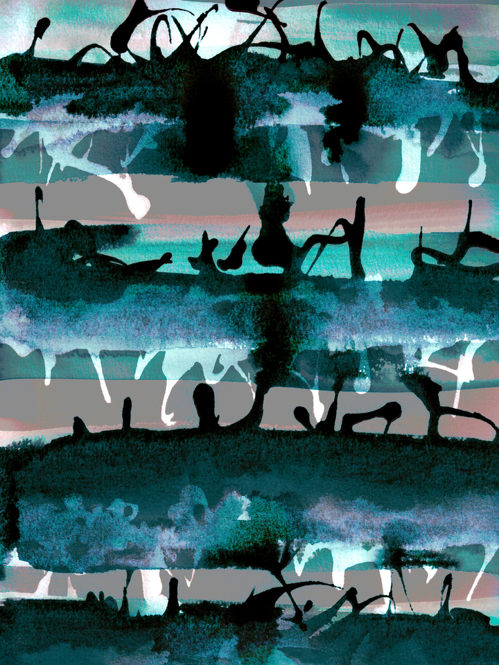 NO MAN'S LAND 2 TEAL BLUE ABSTRACT (DIPTYCH 2/2)