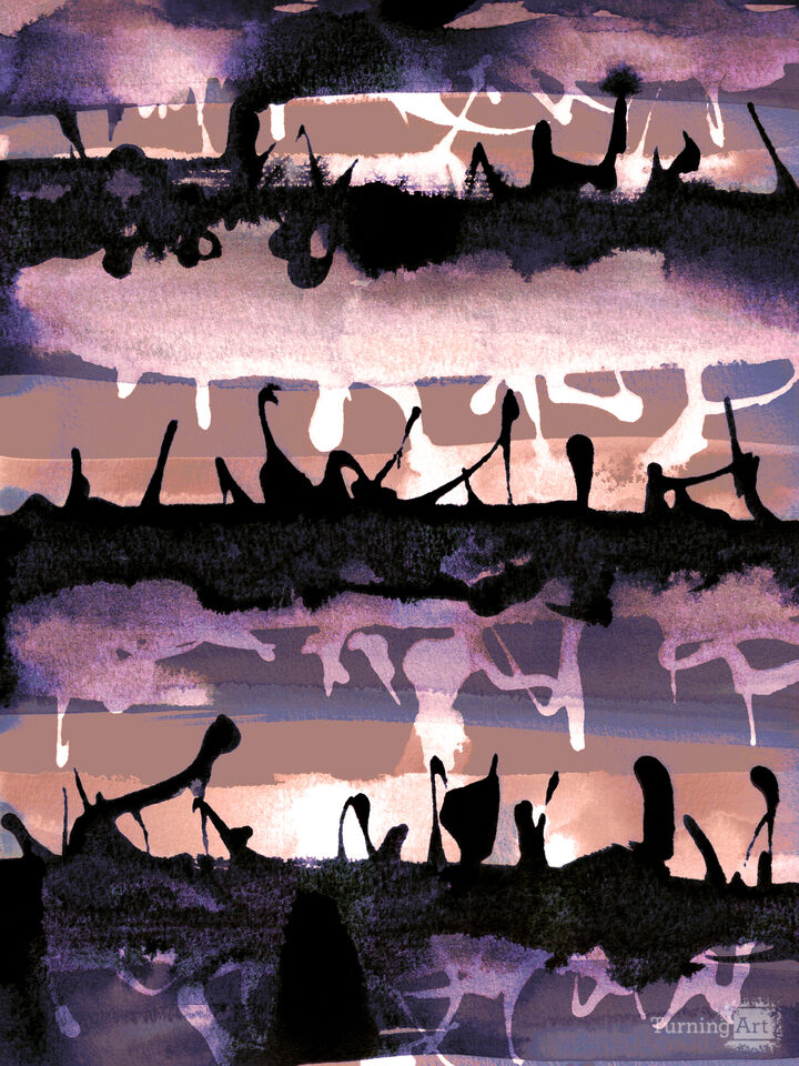 NO MAN'S LAND 1 VIOLET SUNSET ABSTRACT (DIPTYCH 1/2)