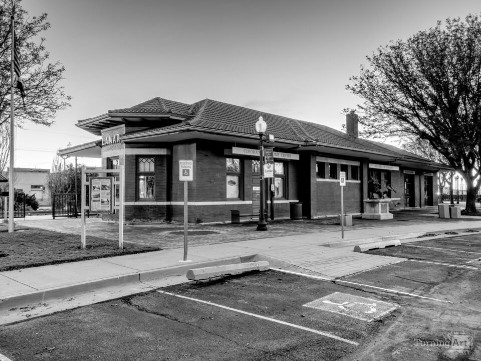 Lamar Train Station Depot Grayscale