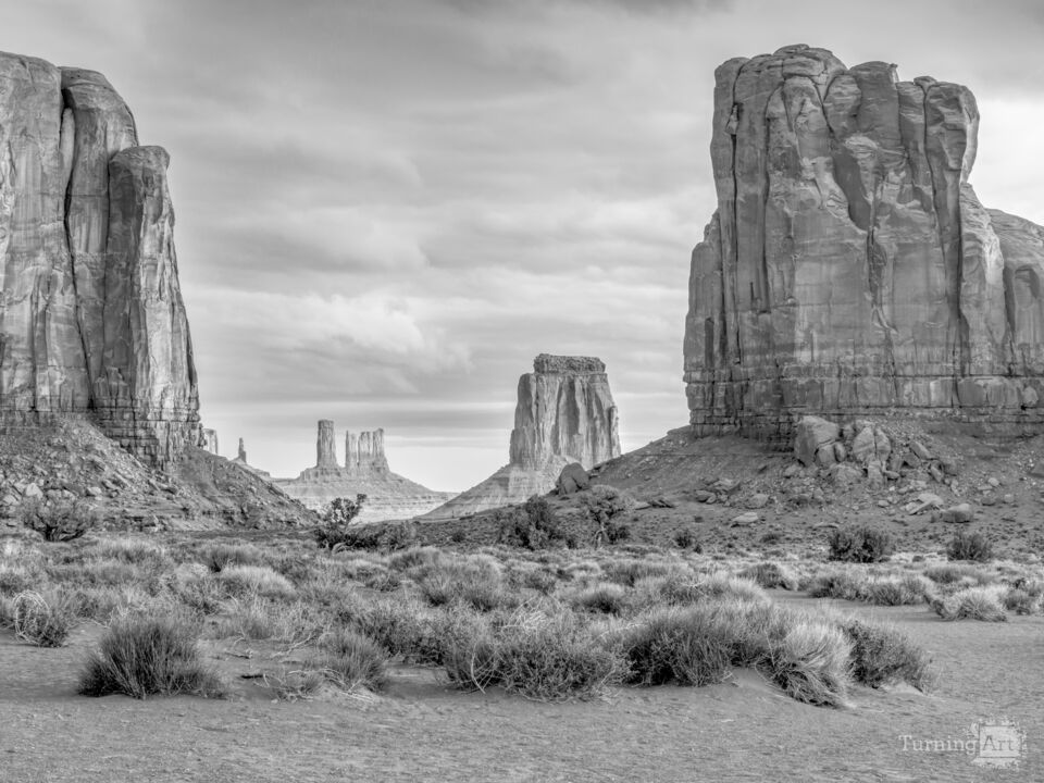 North Window Monument Valley Storm Grayscale