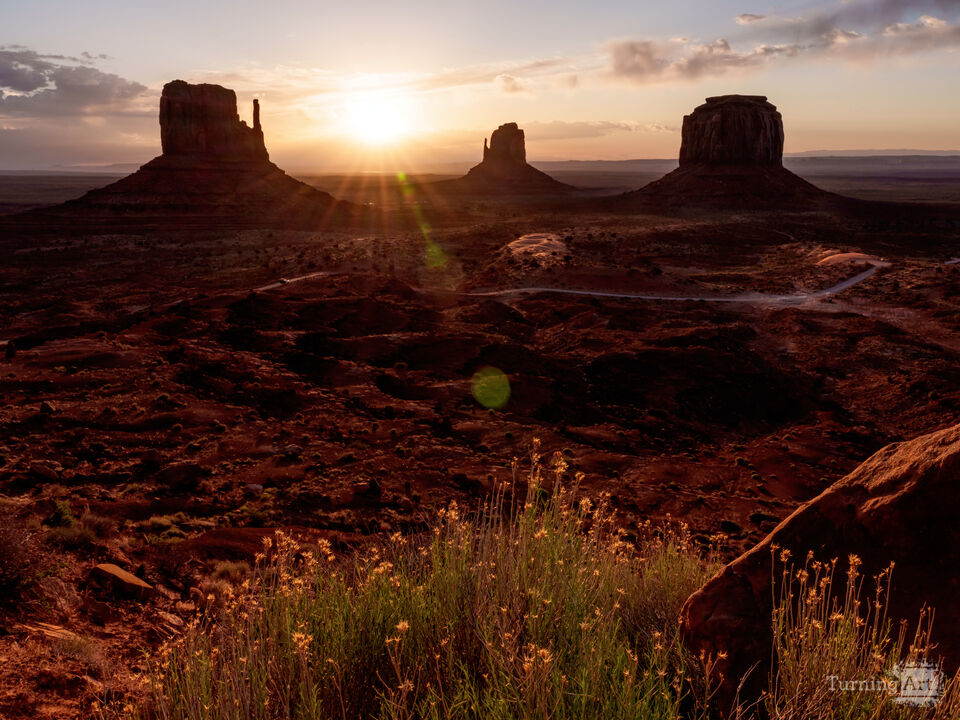 Monument Valley Sunrise Golden Flare