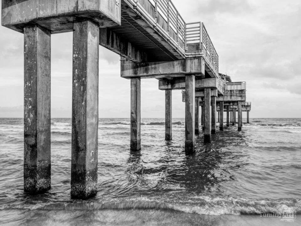 Orange Beach Coastal Pier Grayscale