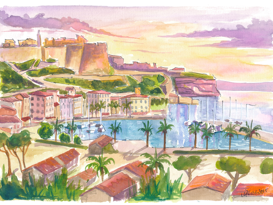 Bonifacio Corsica Port Rock and Fortress View