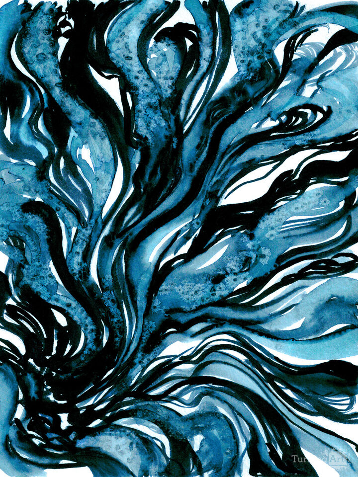 THE ABYSS, BLUE BLACK - ABSTRACT ORGANIC PAINTING