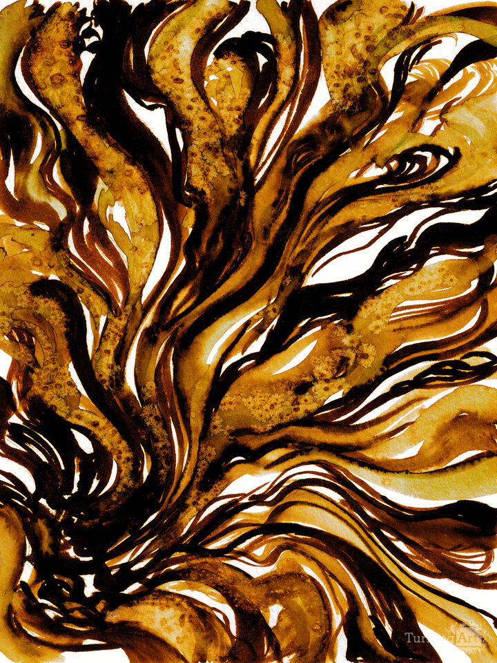 THE ABYSS, GOLDEN OCHRE BLACK - ABSTRACT ORGANIC PAINTING