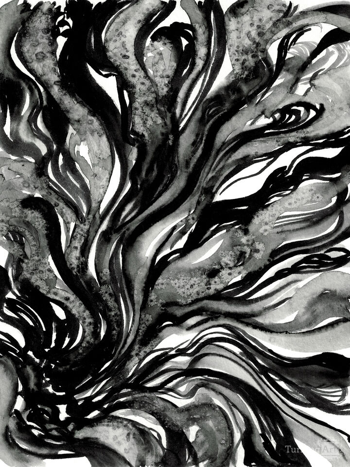 THE ABYSS, GREYSCALE NEUTRAL - ABSTRACT ORGANIC PAINTING