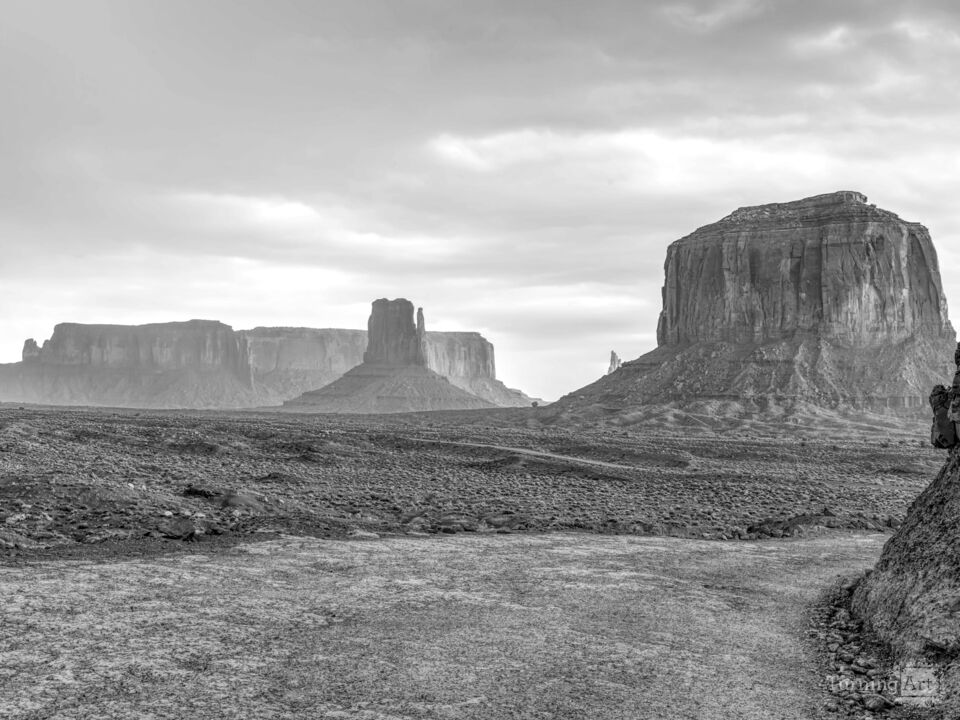 Stormy Weather At Monument Valley Grayscale